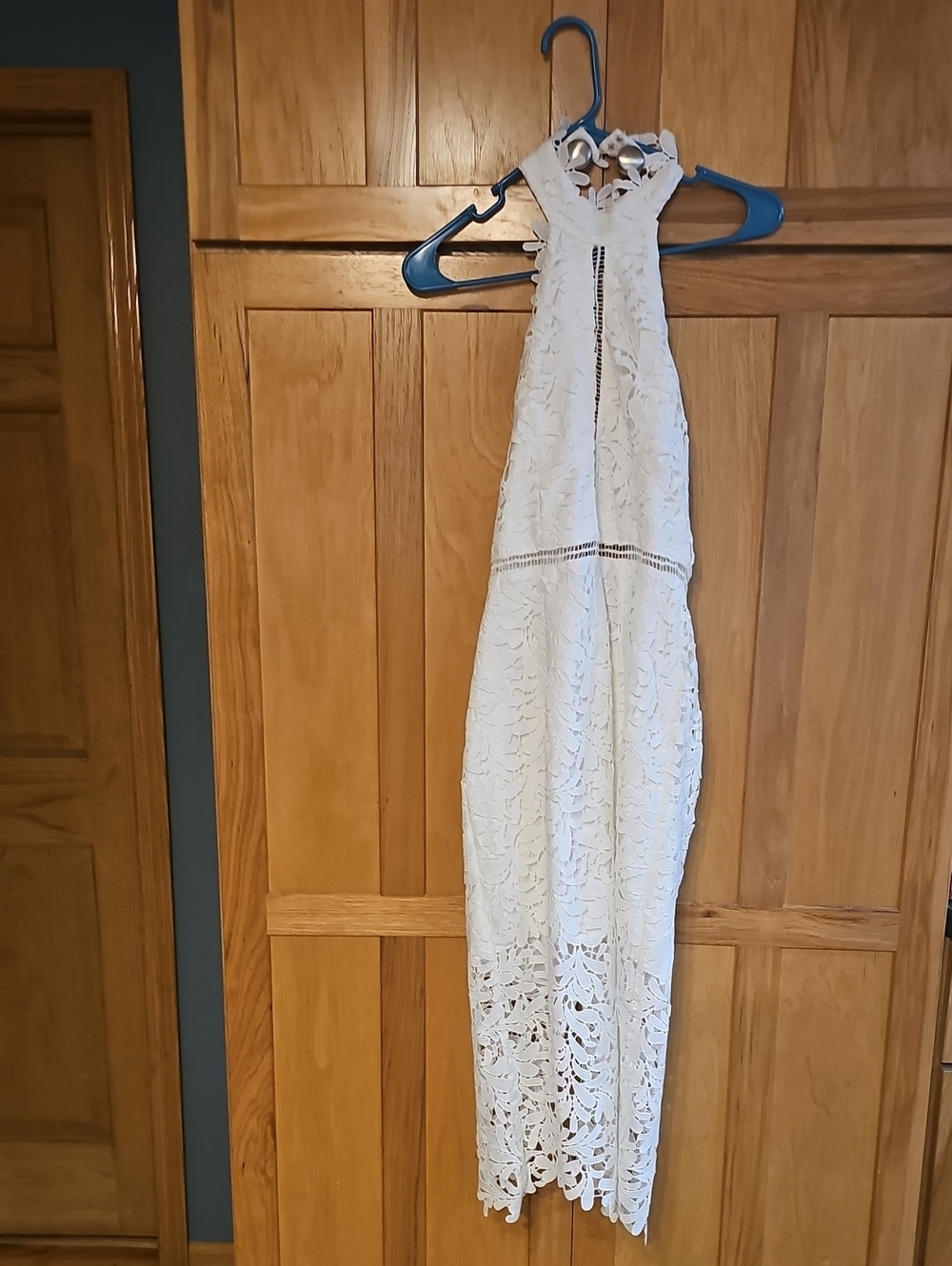 Lulu's White Lace Halter Maxi Dress
